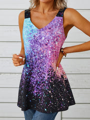 Gradient V Neck Tank Top Casual Loose Summer Stylish Tank Top