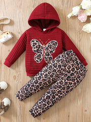 Girls Leopard Print Hoodie & Sweatpants Set