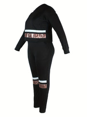 Metallic Stripe Sweatshirt & Sweatpants Set