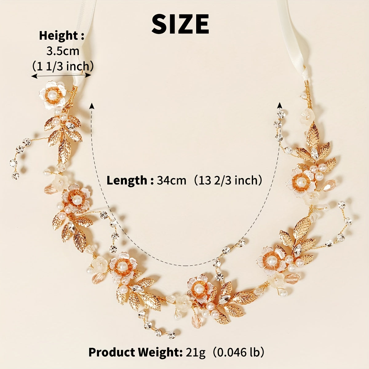 Crystal Wedding Headband for Women - Flower Leaves Headpiece