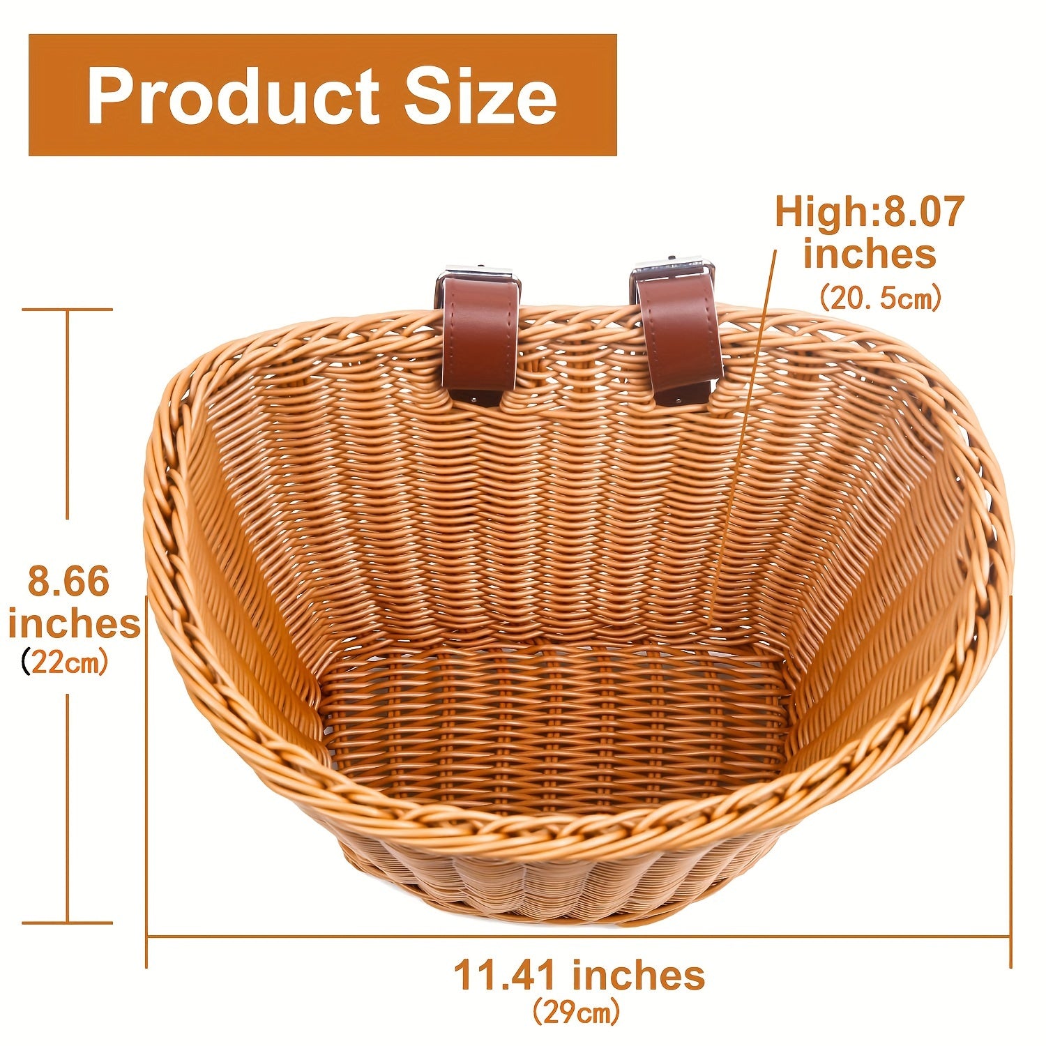 Brown Bike Basket Front Handlebar Storage Basket - Hand Woven Waterproof
