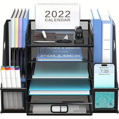 Mesh Desk Organizer 5 Tier with File Holder and Magazine Holder