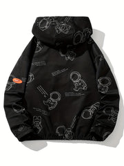 Men's Astronaut Print Windproof Casual Jacket
