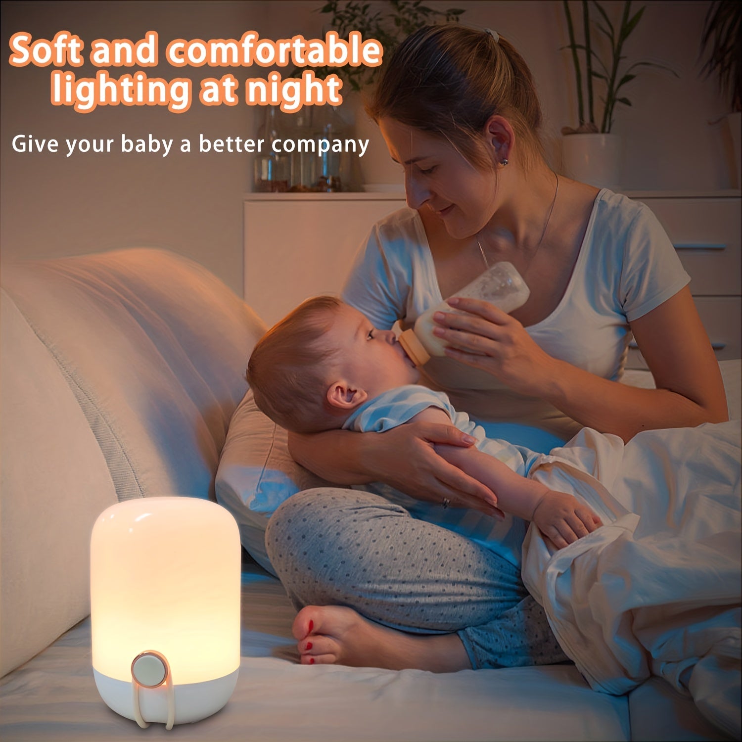 Kids Dimmable Touch Lamp Rechargeable RGB Changing Portable Bedside Lamp