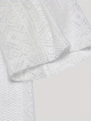 INCERUN Floral Lace Short Sleeve Shirts Casual Mesh Sheer Party Vacation Tee