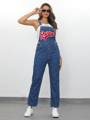Women's Red Letter Bib Overall Denim Jeans