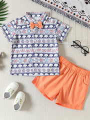 Baby Boys Elephant Graphic Shirt & Shorts Set