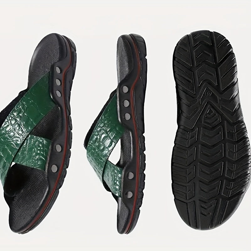 Men's Cross Band Slides Sandals Casual Non Slip Slippers Open Toe Shoes