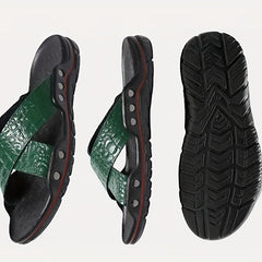 Men's Cross Band Slides Sandals Casual Non Slip Slippers Open Toe Shoes