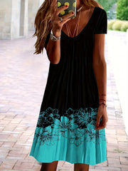 Floral Print V Neck Dress for Women