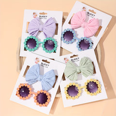 Girls Flower Sunglasses & Bow Headband Set Hair Accessories