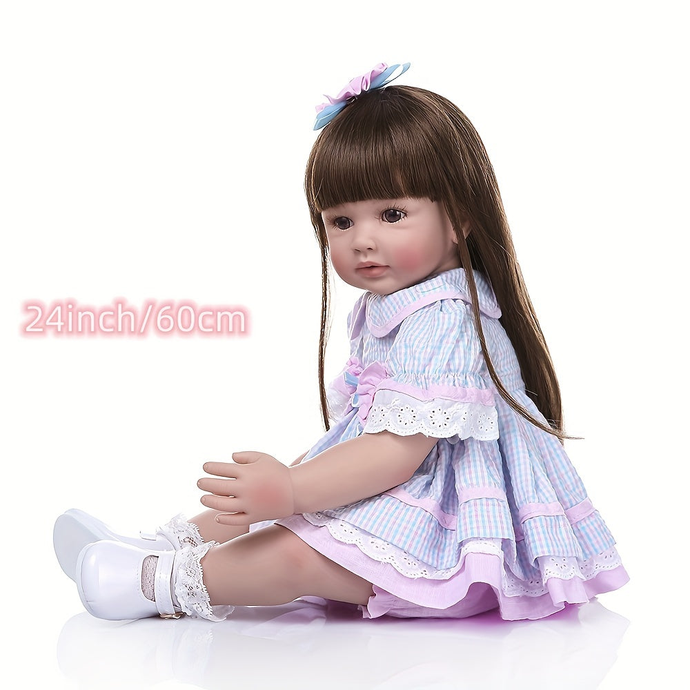 24 Inch Reborn Girl Doll Princess Long Hair Skirt Dress Cuddly Body