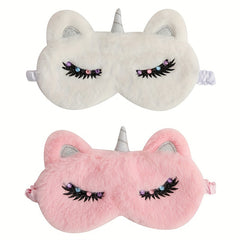 Cartoon Rainbow Horse Blindfold Soft Blackout Plush Eye Mask