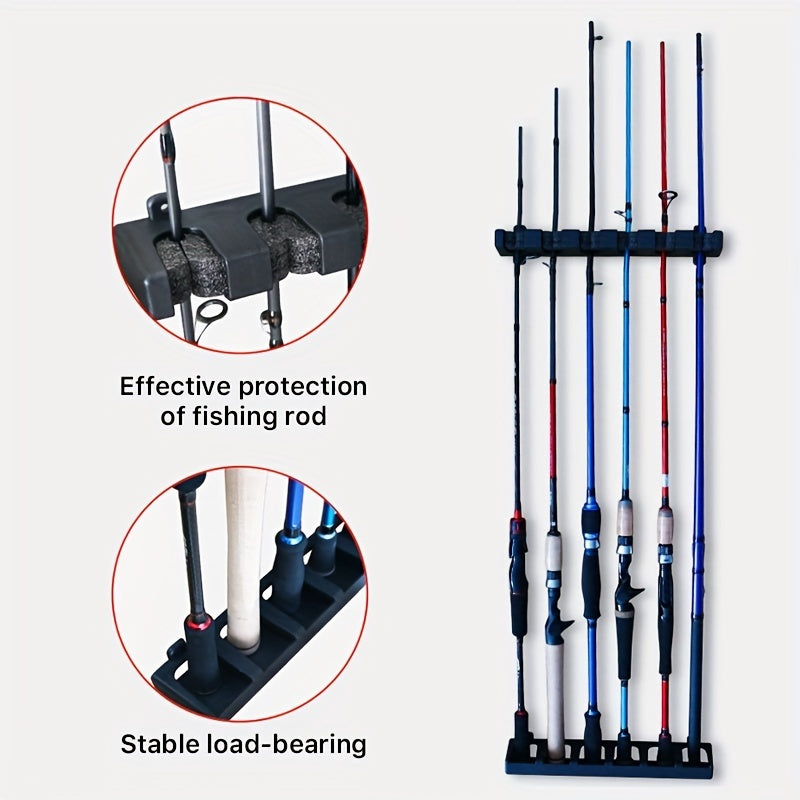 Wall Mounted Fishing Rod Rack for 6 Rods - Space Saving Holder