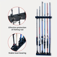 Wall Mounted Fishing Rod Rack for 6 Rods - Space Saving Holder