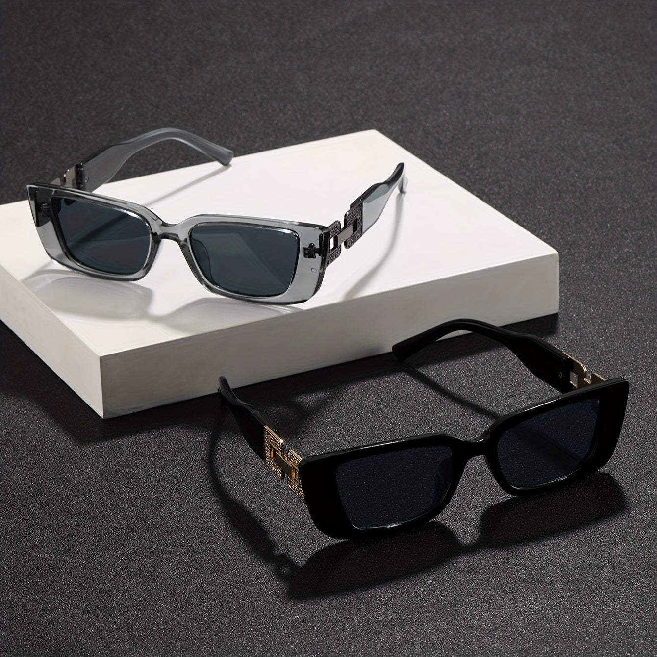 2pcs Men's Small Frame Sunglasses Metal Splicing UV Protection
