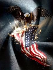 Eagle & Flag Print Men's Long Sleeve Tee for Autumn