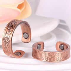 2pcs Copper Magnetic Rings with 3500 Gauss Magnets, Adjustable Copper Finger Rin