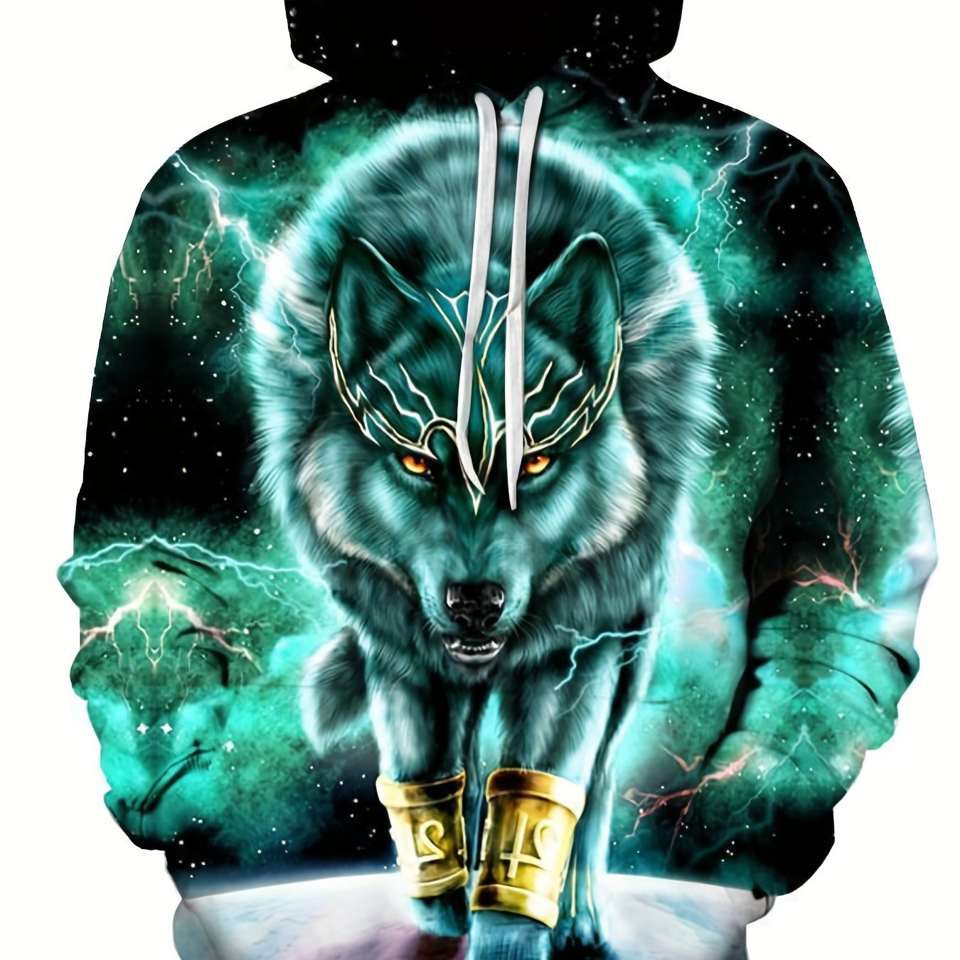 Men's Wolf Graphic Hoodie Active Slightly Stretch Breathable Hooded Sweatshirt
