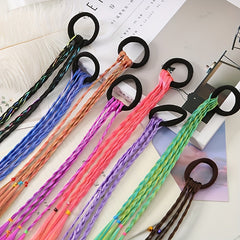 10pcs Girls Colorful Braids Ponytail Wig Hair Extension Hair Tie Hair Bands