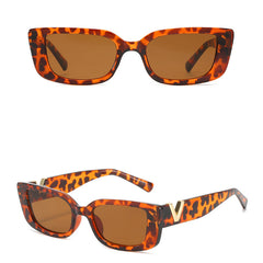 Rectangle Cat Eye Thin Sunglasses for Women 90s Y2K Vintage