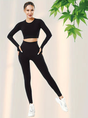 Yoga Workout Set Crop Top High Waist Leggings Suit Women's Activewear