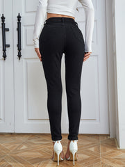 High Waist Ripped Skinny Jeans Slim Fit Denim Pants