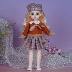 11-Inch Doll with Removable Clothes, Dollhouse Bedroom Window Decor Toy