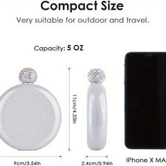 5oz Stainless Steel Wine Bottle Flask Crystal Lid Gift