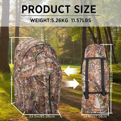 Camouflage Ground Blind for Deer and Turkey, Waterproof, Single Camo Design