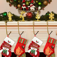 Golden Christmas Fireplace Socks Hook Snowflake Home Decor Safety Clip