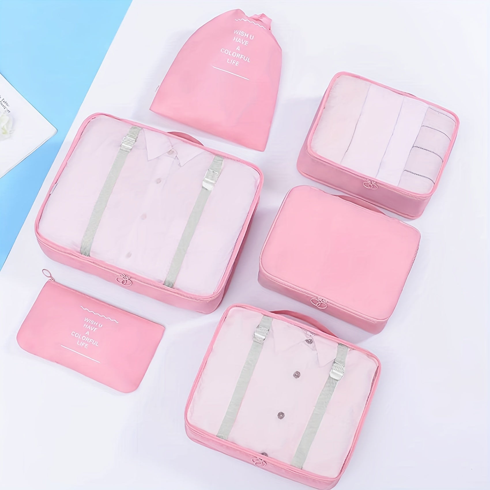 9pcs Luggage Packing Organizer Set Dacron Lightweight Toiletry Packing Cubes
