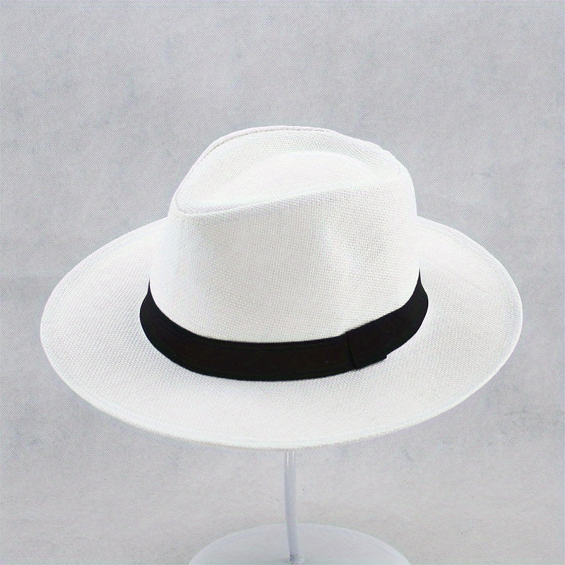 Vintage Jazz Fedora Cap Sun Hat Straw Hats Unisex Beach Hats