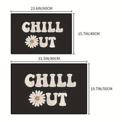 Floral & Letter Kitchen Rug Non-slip Doormat