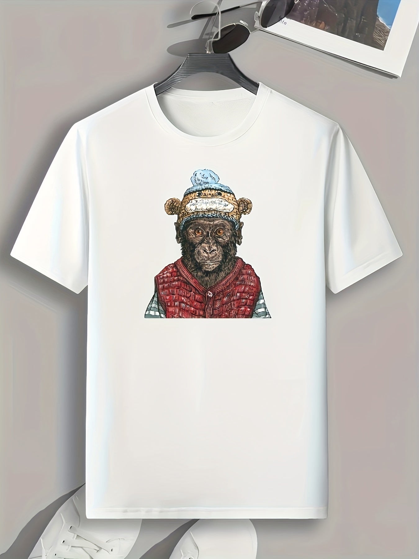 Chimpanzee Print Men's Graphic T-shirt Casual Comfy Tees for Summer