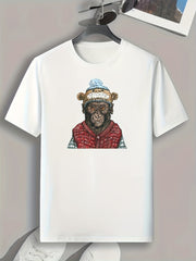 Chimpanzee Print Men's Graphic T-shirt Casual Comfy Tees for Summer