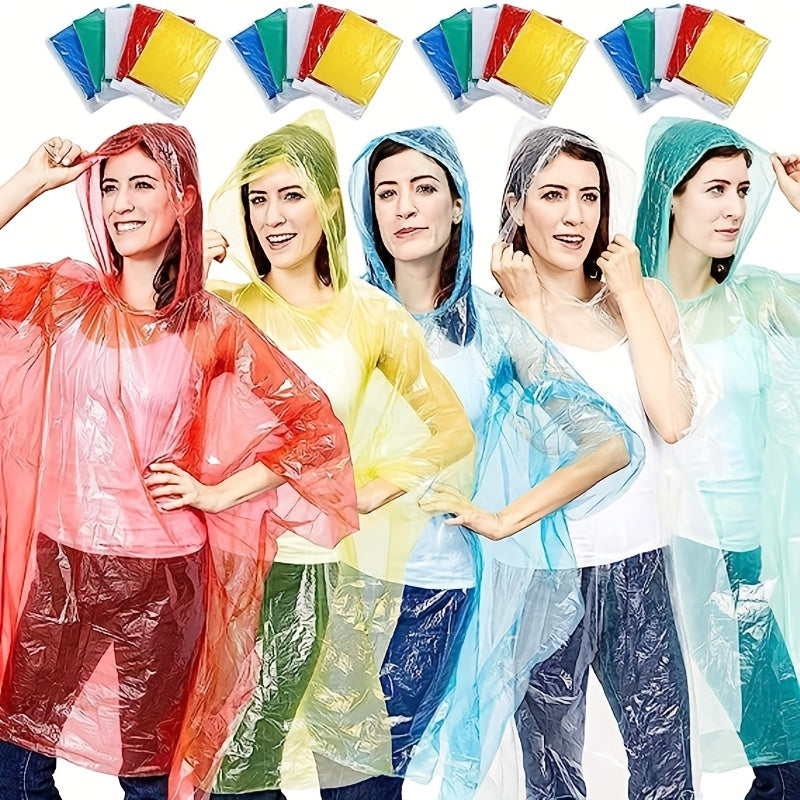 Disposable Clear Rain Ponchos with Hood for Outdoor Camping Hiking