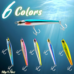 50g Submerged Pencil Lure Sea Fishing Bait Vibration Sinking Minnow