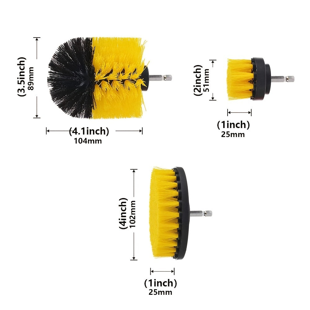 3pc Drill Brush Scrubber Kit for Grout Floor Tub Tile Cleaning