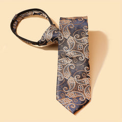 Men's Business Cashew Pattern Zipper Lazy Easy Tie