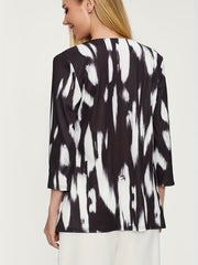 Tie Dye 3/4 Sleeve Cardigan Open Front Versatile Outerwear