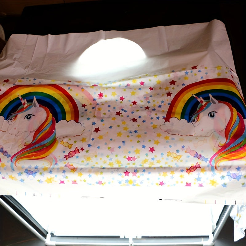Candy Rainbow Unicorn Tablecloth for Birthday Party