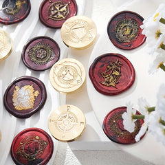 Brass Seal with Magical Bird Pattern - Ideal for Gift Wrapping and Invitations