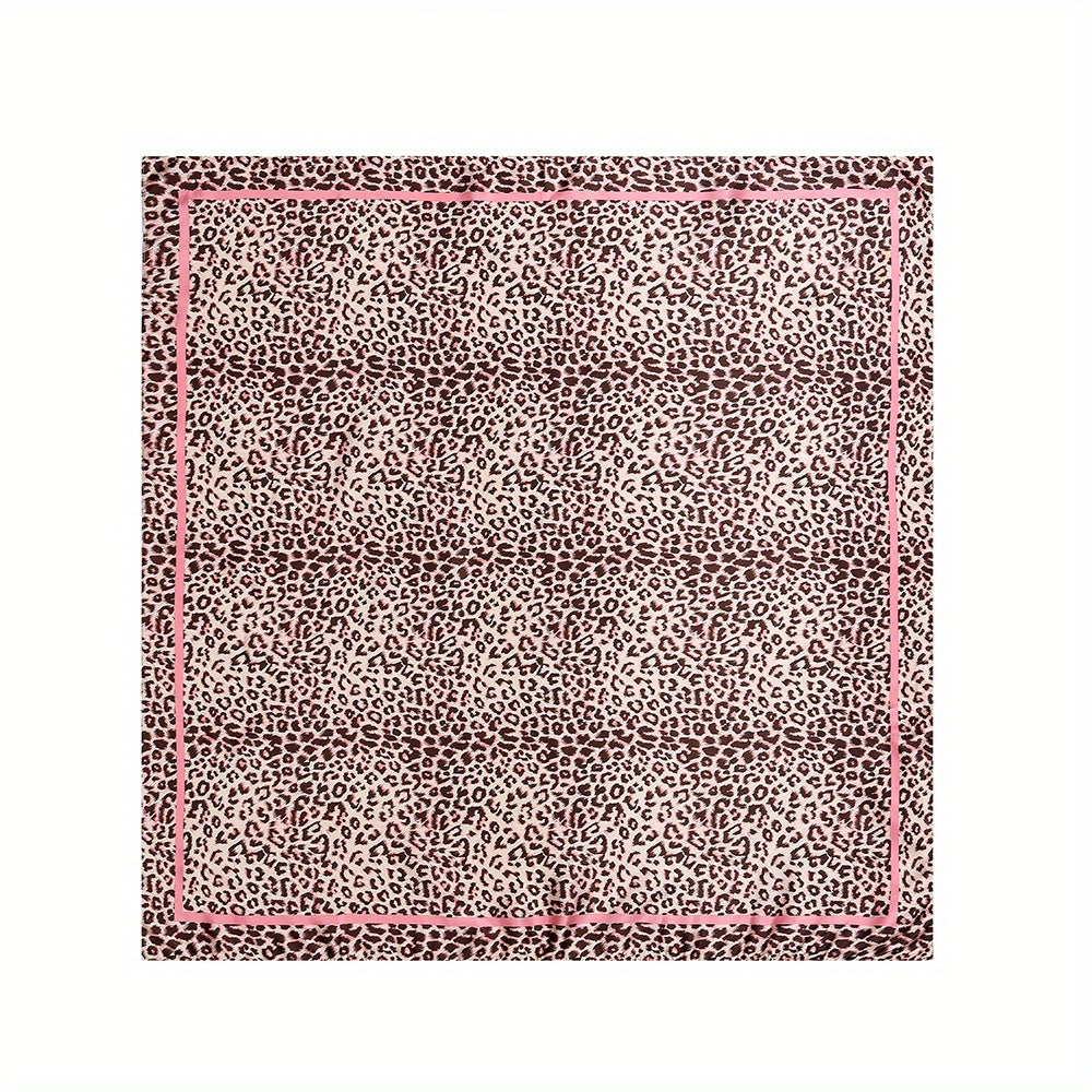 Leopard Chain Print Shawl Satin Square Scarf Bandana Silk Head Wrap
