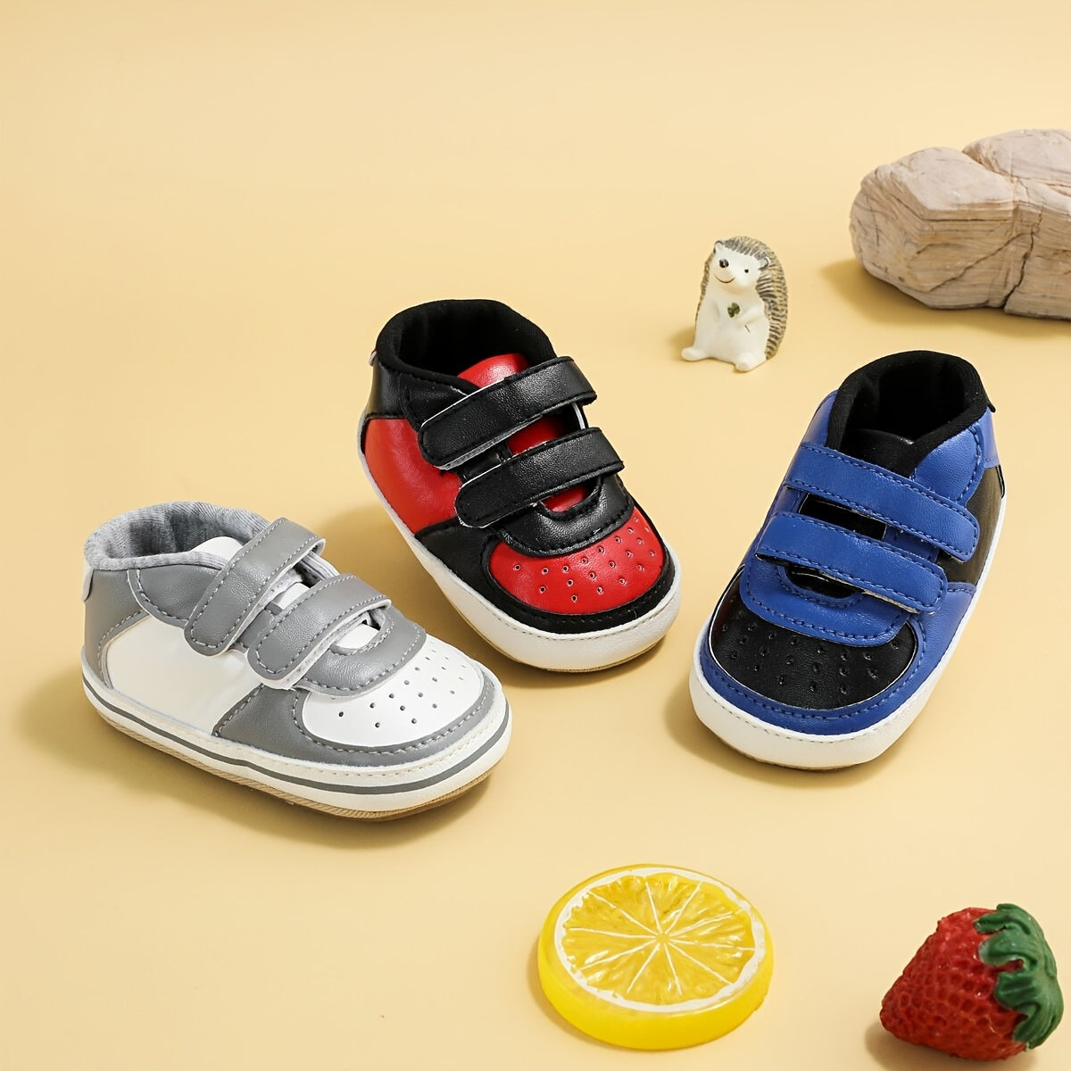 Baby Boy Sneakers with Hook and Loop Fastener for Indoor Outdoor Walking