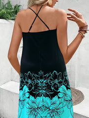 Colorblock Floral Print Strappy Cami Summer Dress