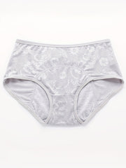 3 Pack Women's Plus Floral Jacquard Mid Waisted Leak Proof Period Briefs Set
