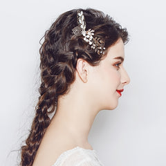 Crystal Wedding Hair Comb Clip Golden
