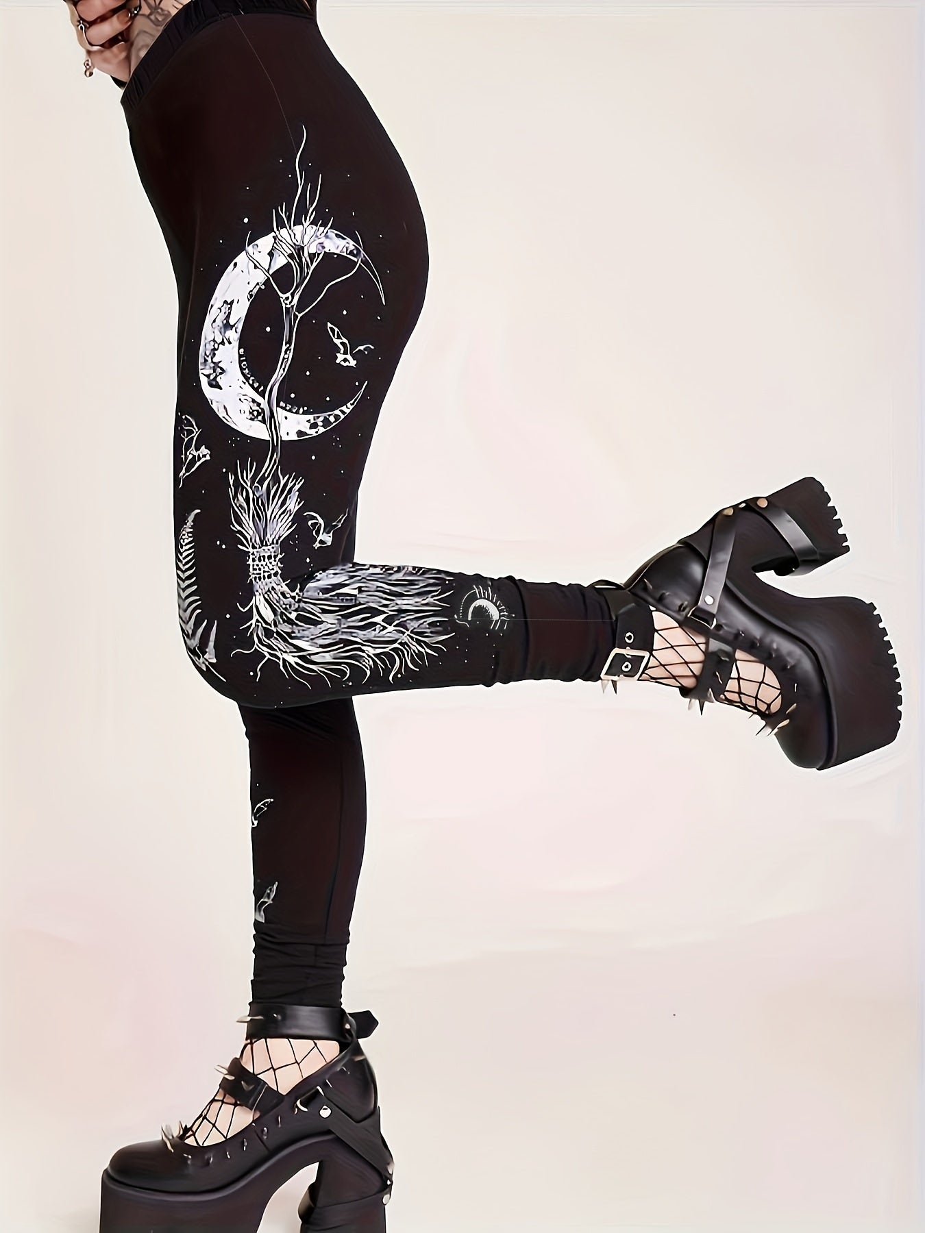 Halloween Graphic Print Leggings Medium Stretch