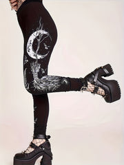 Halloween Graphic Print Leggings Medium Stretch